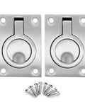 Two Pack Marine Boat Ring Hatch Pull Handle, Flush Mount Recessed Trap Door Pulls, 316 Stainless Steel Hidden Furniture Pull