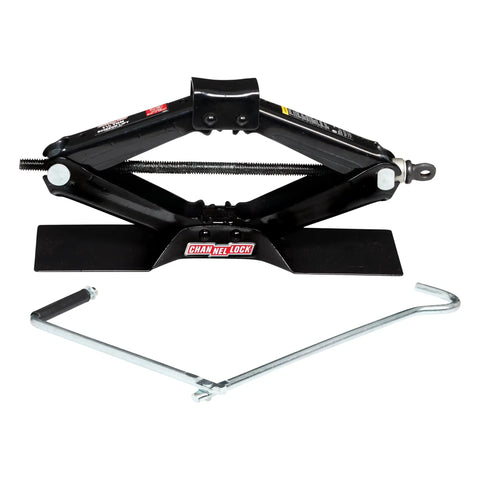Battle Ready 1.5 Ton Scissor Car Jack With Drop Forged Aluminum Frame featured with compact design and included handle for tire swaps.