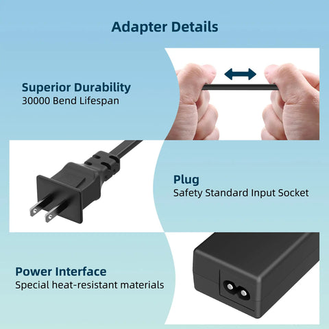 XH2400 1500W Power Adapter For Hatch Restore 2 RESTORE02 24V Cord white charger details showing plug and cable flexibility