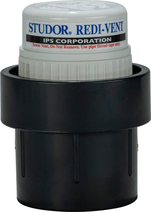 Redi-Vent Air Admittance Valve With ABS Adapter For One And A Half Inch Or Two Inch Connection, Compact Vent Valve For A Single Fixture