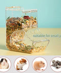 Big Time Clear Acrylic Automatic Hamster Feeder And Pet Food Dispenser For Small Critters showcasing filled food container with seeds.