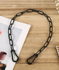 Stainless Steel Gate Chain Lock 20 Inch With Dual Carabiners Weatherproof Gate Link Chain on wooden surface