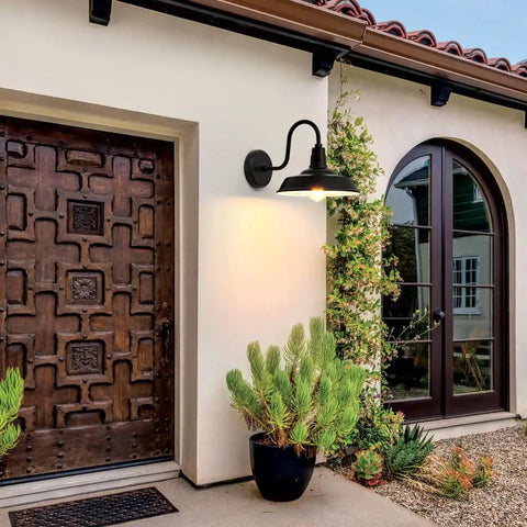 Farmhouse Gooseneck Outdoor Wall Light 10 Inch Exterior Anti Rust Waterproof Barn Lamp In Vintage Black for entryway wall