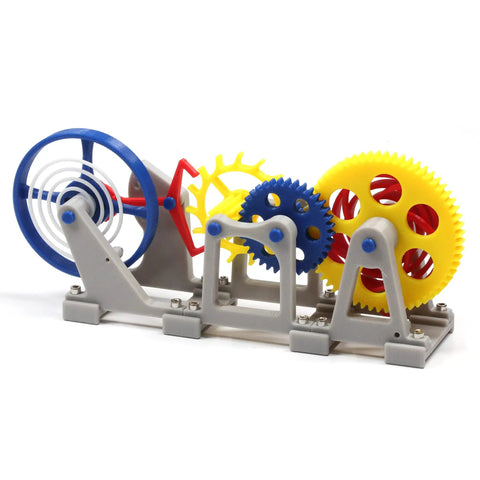 3D Printed Tourbillon Escapement Clock Model With Manual Assembly And Wind Up Movement, colorful gears, visible texture