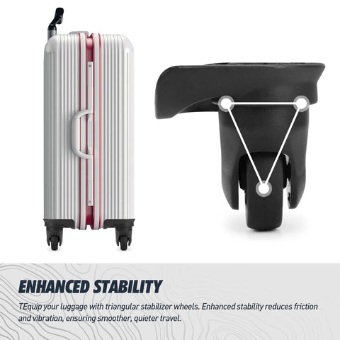 1 Pair Luggage Replacement Swivel Caster Wheels With 360-Degree Rubber Trolley Wheel Kit showcasing stability and suitcase compatibility