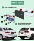 Installation guide for Rear License Plate Holder Bracket for Audi Q5 Q7 A3 A5 A8 Quattro Bumper Mount Kit with screws and license plate