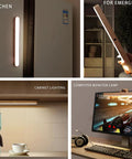Wooden Vanity Light Bar With 360 Degree Magnetic Rotatable Led USB Rechargeable And Battery Powered Dimmable Warm White Lighting For Makeup Mirror Bedroom Or Bathroom Vibes Brown Finish used in kitchen, emergency, cabinet, monitor lamp settings.