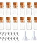 Mini Glass Bottle Charms With Corks And Eye Screw Caps Includes Tiny Dropper Vials For Diy Necklace And Keychains with funnels.