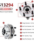 Pair Front Wheel Hub Bearing For Nissan Altima 2007 Through 2013 2.5L 4-Cylinder Models Only With ABS Encoder Wheel Hub Assembly Replacement Suspension Kit Easy Install Durable Reliable Automotive Upgrade, highlighting hub assembly specifications.
