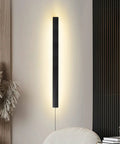 Modern No Fuss Plug In Long Wall Sconce 39 Inch Black Matte LED Wall Light 20W 3000K Warm White Acrylic Indoor Wall Lamp