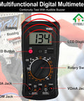 Pocket Digital Multimeter With Backlit LCD Display And Test Leads All In One Voltage Meter showing 134 on the screen.