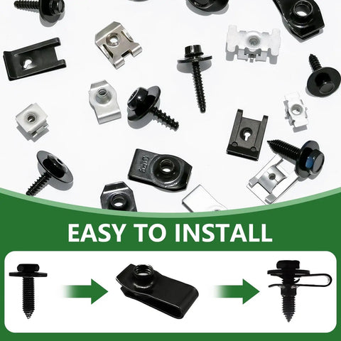 Built Tough 360 Piece Auto Body Bolt And UNut Clip Kit with various fasteners including black clips and screws.