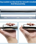 Solid 60 Inch Conveyor Roller Set, Galvanized Steel Rollers With Heavy Duty Brackets demonstrating spring-loaded installation feature.