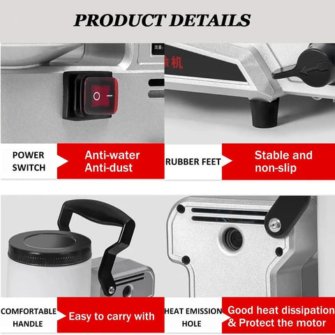 Portable Airless Paint Sprayer Packing 1600 Watt Muscle And Two Point Five Liter Per Minute Output For Butter Smooth Wall Coats And Zero Hassle Home Exterior Or Interior DIY Refreshes detail including power switch, rubber feet, comfortable handle and heat emission hole.