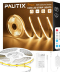 Lit 2700K COB LED Strip Light Kit with 16.4 ft of dimmable warm white LEDs, 2520 chips, 24V DC, RF remote, timer, and 48W power supply