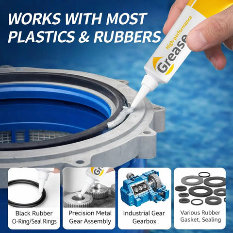 Heavy Duty 2 Oz Silicone Grease Lubricant For O Rings And Rubber Seals waterproof grease applied to o-ring and gasket.