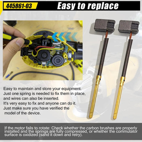 Hella Durable Job Site Essential Eight Pack Replacement Electric Motor Carbon Brushes Part Numbers 445861 03 And 445861 25 with installation guide.