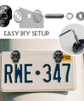 Dope Skull License Plate Screws Kit With 8 Skull Bolts 8 Nuts 8 Spring Washers 16 Flat Washers And Hex Driver For Cars Motorcycles Trucks Gothic Skeleton Frame Decor Black installation diagram and example on car plate