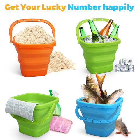 Collapsible Silicone Beach Bucket Large Pail For Sand And Water Play Kid And Adult Friendly Grab And Go Beach Toy For Camping