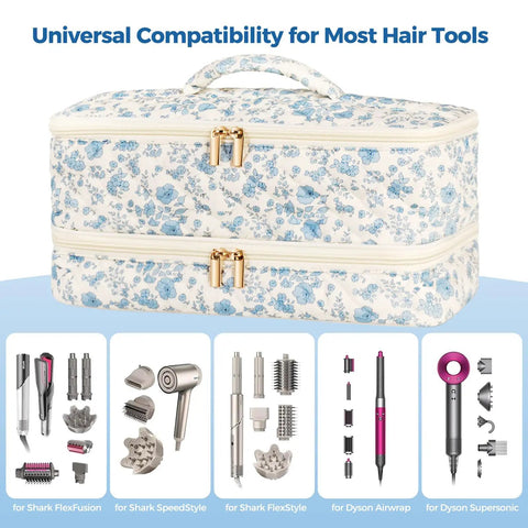 Travel Hair Tools Case For Styling Systems, Spacious Carryall For Flex Style, Flex Fusion, Glam, Dryer, Dyson Airwrap Attachments