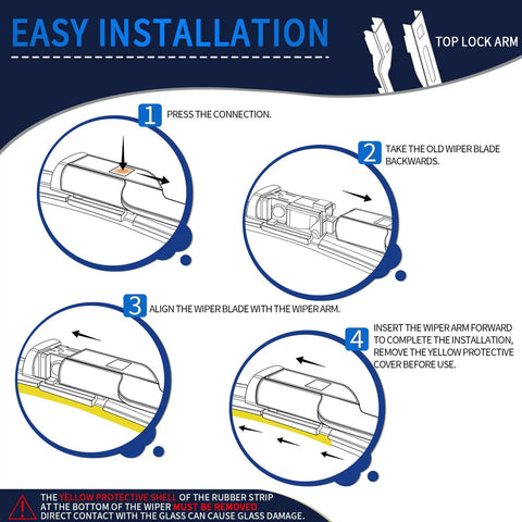 Installation steps for Heavy Duty 26 Inch Driver Side And 19 Inch Passenger Side Windshield Wiper Blades Set for Tesla Model 3