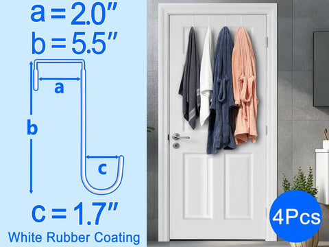 Hardcore Steel Over Door Hooks Four Pack White Zero Hassle Setup Fits Up To Two Inch Thick Doors Rubber Grip Stops Belts From Slipping Major Front Door Game Changer