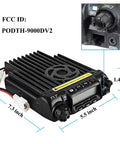 Beefy 45W Monoband 1.25M Mobile Ham Radio Transceiver For Cars with detailed dimensions and FCC ID, front view.