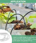 Five Pack Adjustable Plastic Tubing Clamps for One Eighth to One Quarter Inch Tubing Water Flow Control Tube Clips for Beer Bottles Plumbing Instruments and Equipment White in irrigation setup with green plants outdoors