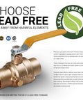Premium Full Port Brass Ball Valve With Drain 3/4 In SWT X 3/4 In SWT, lead free certification badge