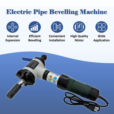 Rough Tough Electric Pipe Bevelling Machine Handheld Internal Expansion Chamfering Tool with motor for 1.57 to 4.72 inch tubing.