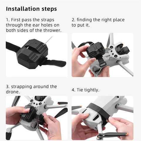 Installation of Drone Payload Dropper Airdrop System For DJI Mini 5 Pro Mini 3 Mini 4 Pro Mini 4K Mavic 3 Pro and More shown step-by-step.