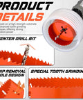 Otoolling orange hole saw set for recessed can lights (4–6 in) with center drill bit and dust bowls
