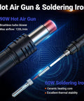 690W hot air gun and 60W soldering iron components of 2-In-1 Soldering And Hot Air Rework Station With Large LCD Display PID Temperature Control