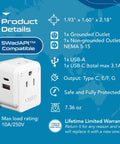 Must Have European Travel Adapter Set With 20W PD And QC featuring dual USB and US sockets, safe and compact design.