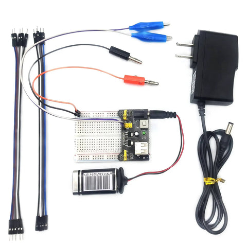 Breadboard Power Supply Module With 3.3V And 5V Outputs, 9V 1A Adapter Included, and cables for Uno Raspberry Pi STM32 projects