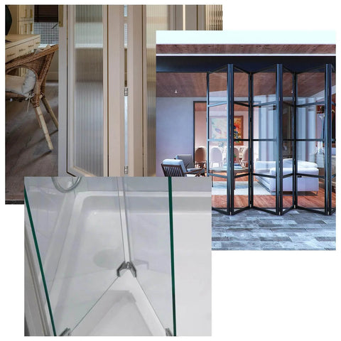 3 Inch Silver Stainless Steel Folding Butt Hinges For Furniture Doors Frameless Glass Windows 2 Pack, 6 Hole installed view