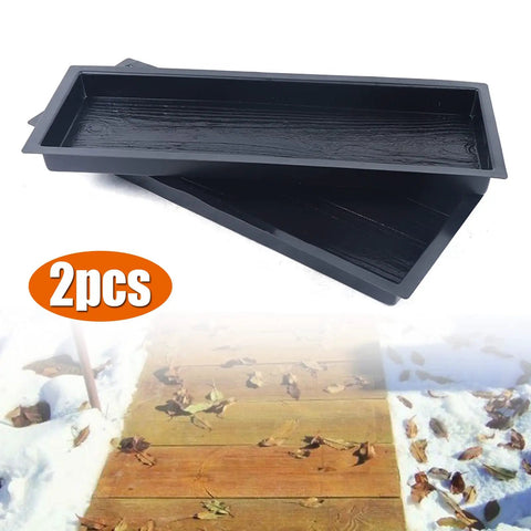 Two Pack Wood Grain Stepping Stone Molds For Concrete Garden Pathways Diy Patio Lawn Paving Kit With Wood Board Look Paver Molds