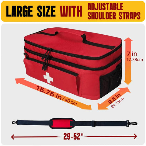 Two Layer First Aid Bag For Outdoor Travel And Home Use Must Have Portable Medical Kit Organizer With Quick Access Compartments