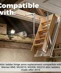 55-2 Attic Ladder Hinge Arms Replacement for Werner Mk5 WU2210 W2208 W2210 shown in attic setting