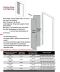 Heavy Duty Stainless Steel 180 Degree Concealed Pivot Hinge diagram for left-opening folding doors with load capacity details.