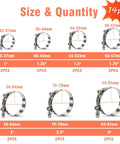 Beefy 14 Piece T Bolt Hose Clamp Set In 304 Stainless Steel For 1 To 3 Inch Hoses, 7 Sizes Showing Quantity Per Size