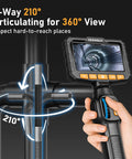 Ultra Slim 3.9mm Two Way Articulating Borescope With 360 Rotating Endoscope Camera showing 2-way articulation and display for hard-to-reach inspection.
