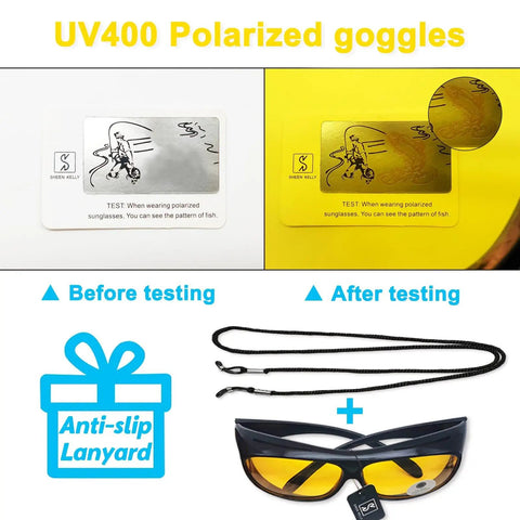Night Driving Glasses For Men And Women Anti Glare Polarized Yellow Lenses With HD Night Vision Wrap Around Fit Over Glasses UV test
