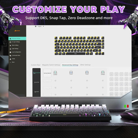 75 Percent Magnetic Gaming Keyboard Packed With 8K Polling Rate And Instant Rapid Trigger For Zero Lag Action Wired RGB showing advanced customization software.