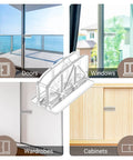 Two Pack Sliding Door Lock Kit For Child Safety And Home Security Sliding Glass Door Lock For Kids Window Locks Closet Door Latch Bar Stopper For Indoor Use Easy Install Kid Safe shown on doors, windows, wardrobes, and cabinets.