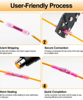 Steps to use 1500 Pack Heat Shrink Butt Connectors 16-14 AWG 22-16 AWG 12-10 AWG Waterproof Electrical Insulated Crimp Wire Splice Kit