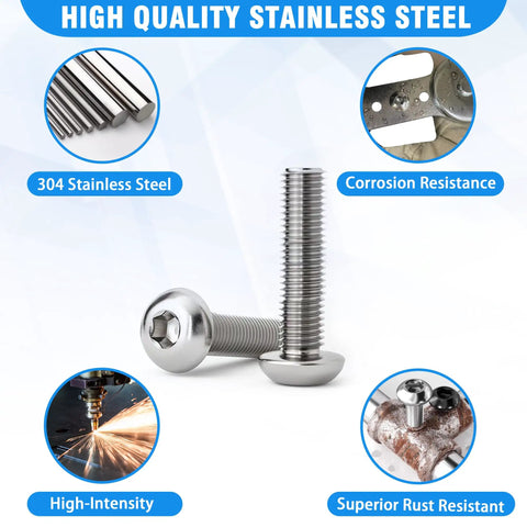 Badass 81 Piece 1/4-20 Button Head Socket Cap Bolt Assortment Kit Made From Rugged 304 Stainless Steel includes corrosion resistant bolts.