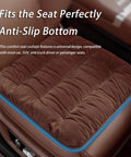 Premium Fuzzy Car Seat Cushion Set For Mini John Cooper Works Electric 2025 2026 warm brown cushion on car seat with anti-slip bottom.