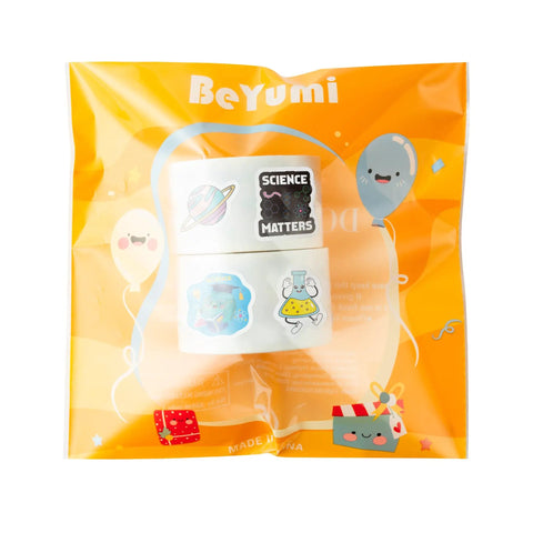 Natural Sciences Roll Sticker Pack 2 Rolls 1000 Biology Experiment Decals packaging with science-themed stickers visible