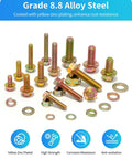 All Purpose Grade Eight Point Eight Flange Bolts And Nuts Set M5 M6 M8 With Yellow Zinc Plating displayed on white background